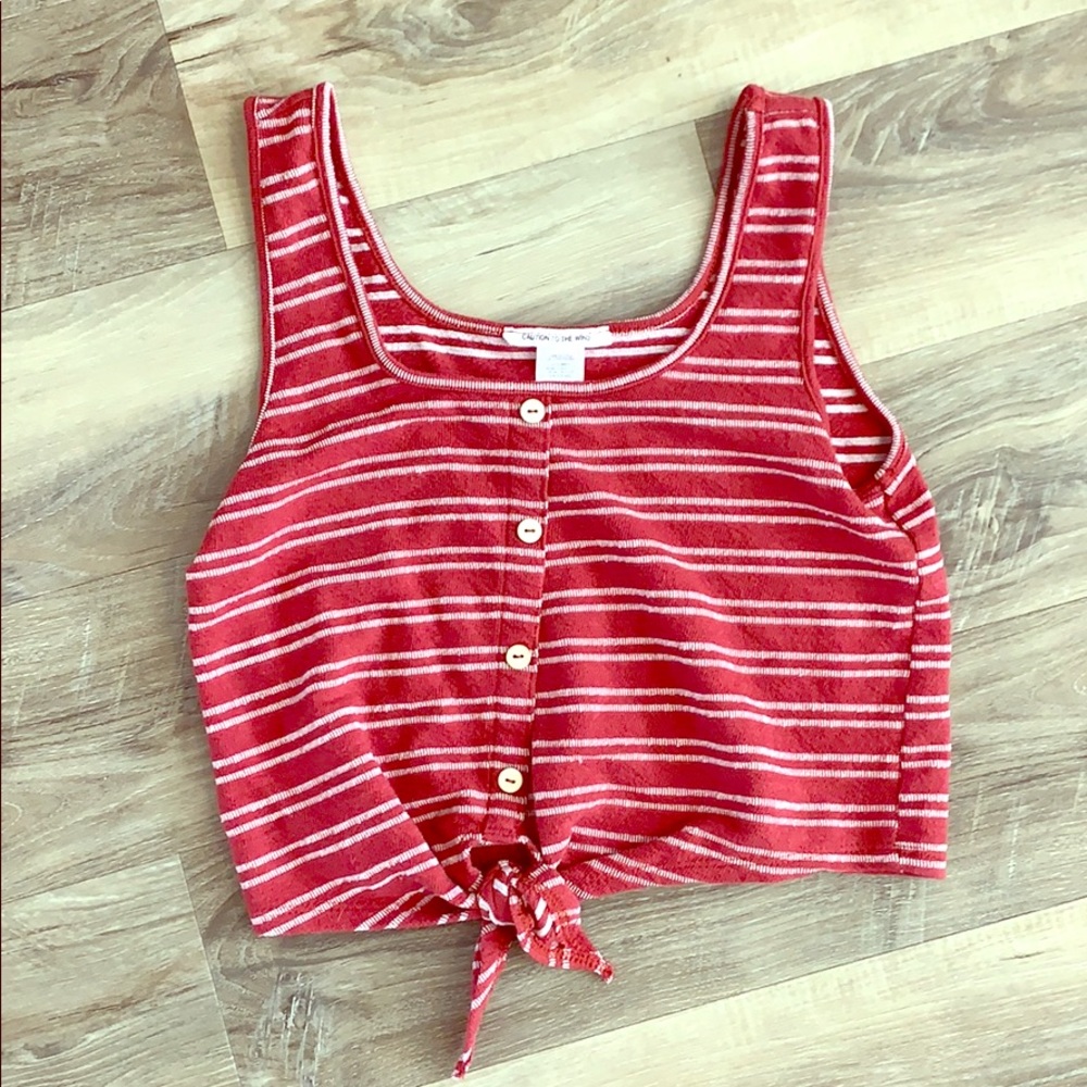 red and white stripe crop top tank top